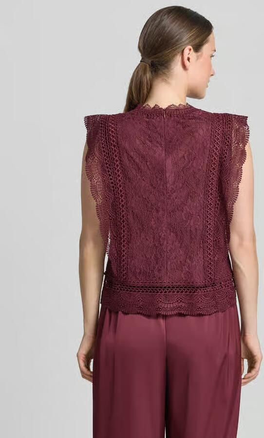 VM by Vera Mont slim fit blouse van viscosemix met all-over kant - Foto 3