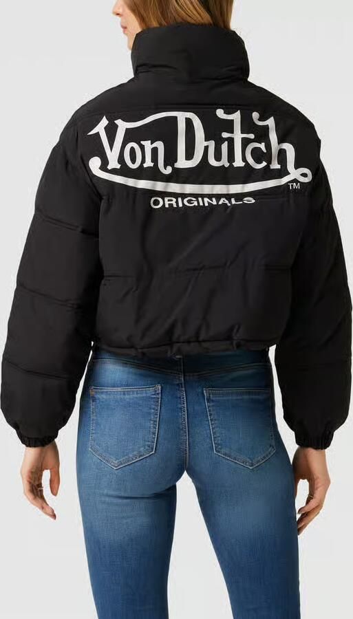 Von Dutch Kort gewatteerd jack met labelprint