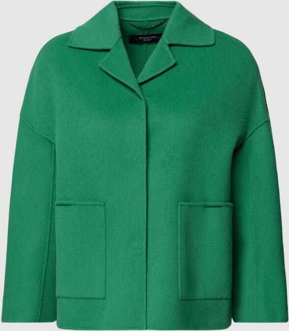 Max Mara Weekend Handgemaakte Wollen Jas met Klassieke Reverskraag Green Dames