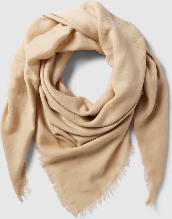 Max Mara Weekend Beige Katoenen Sjaal met Logo Motief Beige Dames