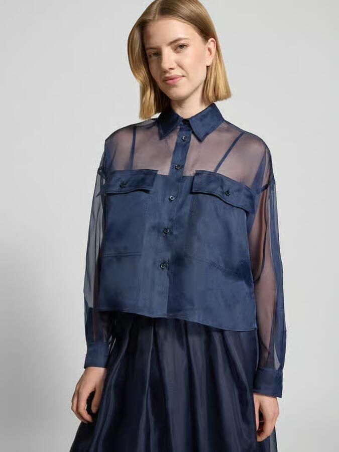 Weekend Max Mara boxy fit blouse met lange mouwen van semi-transparante zijde model 'COLOMBIA'