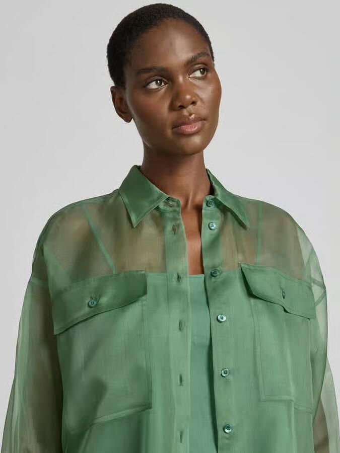 Weekend Max Mara boxy fit blouse met lange mouwen van semi-transparante zijde model 'COLOMBIA'