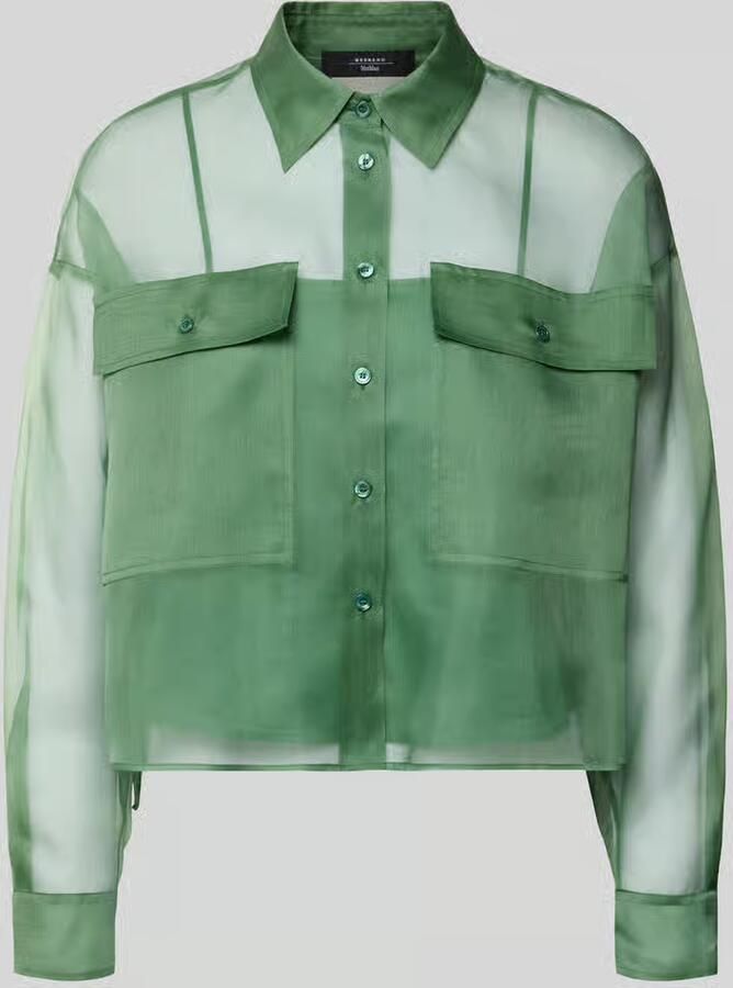 Weekend Max Mara boxy fit blouse met lange mouwen van semi-transparante zijde model 'COLOMBIA' - Foto 2