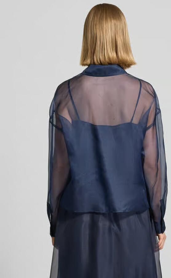 Weekend Max Mara boxy fit blouse met lange mouwen van semi-transparante zijde model 'COLOMBIA'