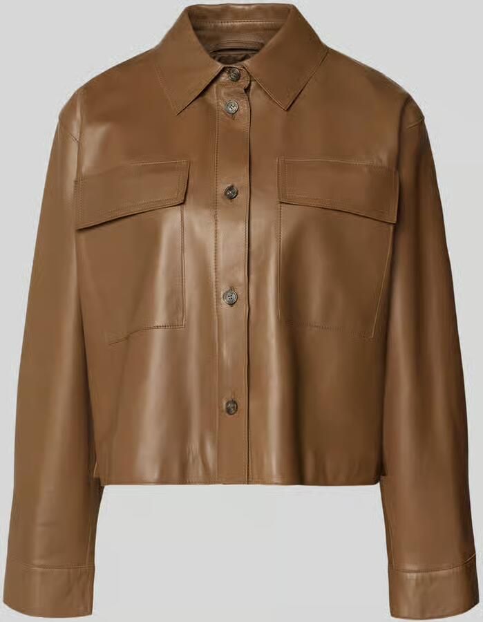Weekend Max Mara Boxy fit leren jack van echt lamsleer model 'PIOVRA' - Foto 2