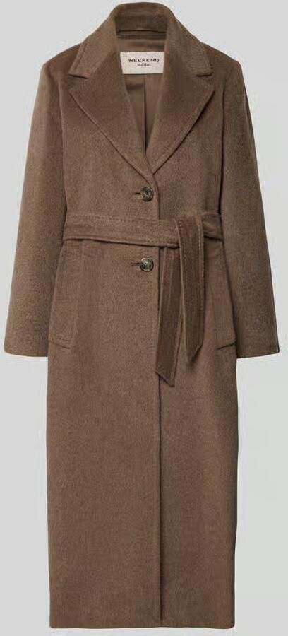 Weekend Max Mara lange wollen jas met strikceintuur model 'WKDBRONTE'