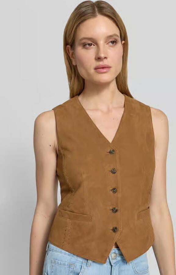 Weekend Max Mara regular fit leren bodywarmer met siernaden model 'VETUSTA'