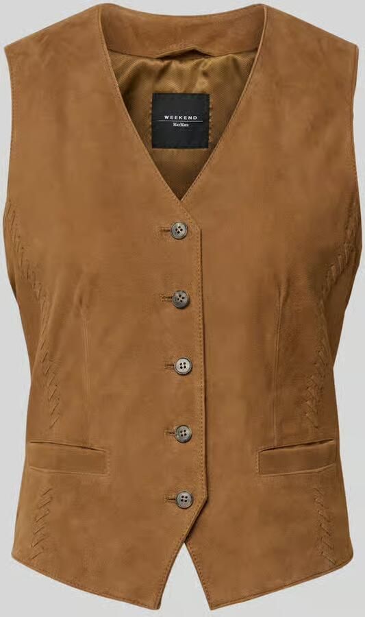 Weekend Max Mara regular fit leren bodywarmer met siernaden model 'VETUSTA' - Foto 2
