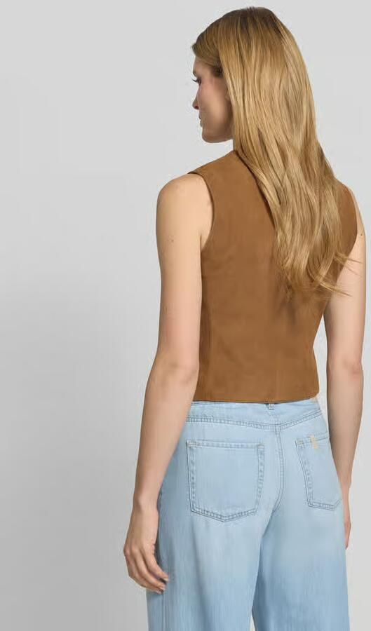 Weekend Max Mara regular fit leren bodywarmer met siernaden model 'VETUSTA' - Foto 4