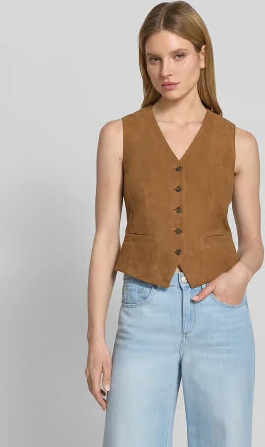 Weekend Max Mara regular fit leren bodywarmer met siernaden model 'VETUSTA' - Foto 2