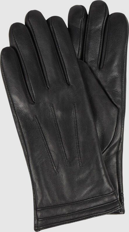 Weikert-Handschuhe Zwarte leren handschoenen van lamsnappa