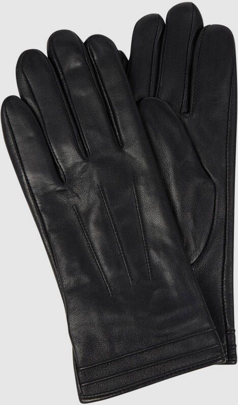 Weikert-Handschuhe Zwarte leren handschoenen van lamsnappa