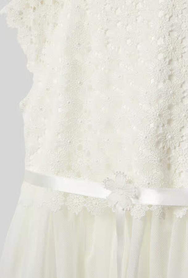 Weise jurk met bloe -stitching