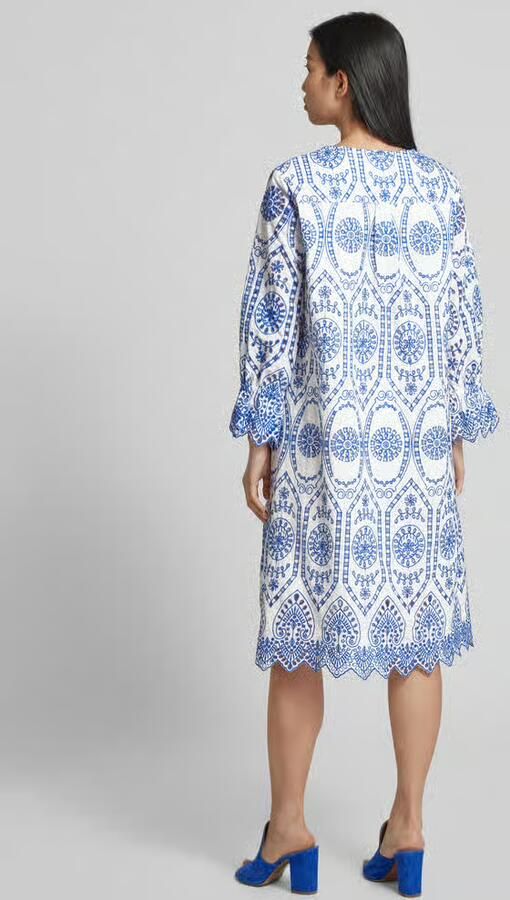 White Label Knielange jurk met broderie anglaise