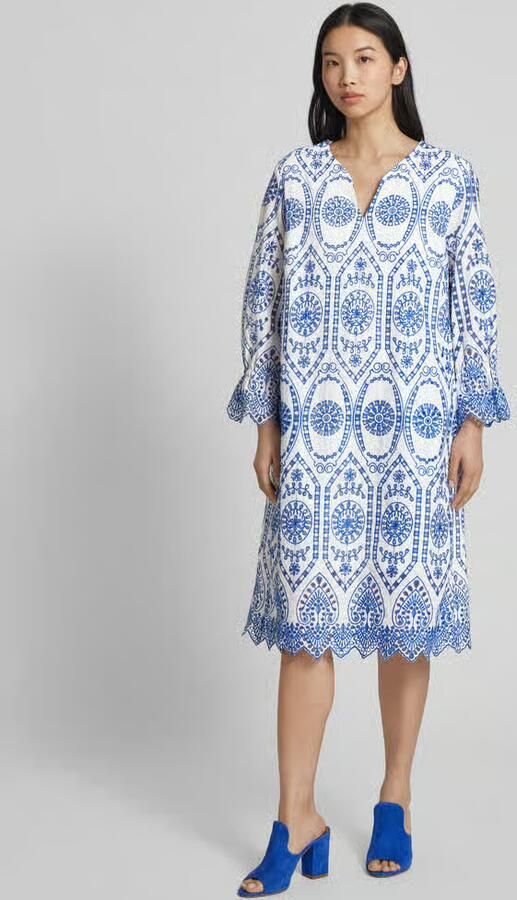 White Label Knielange jurk met broderie anglaise - Foto 2