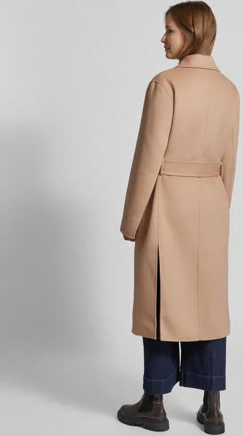 White Label Lange jas van scheerwol met strikceintuur