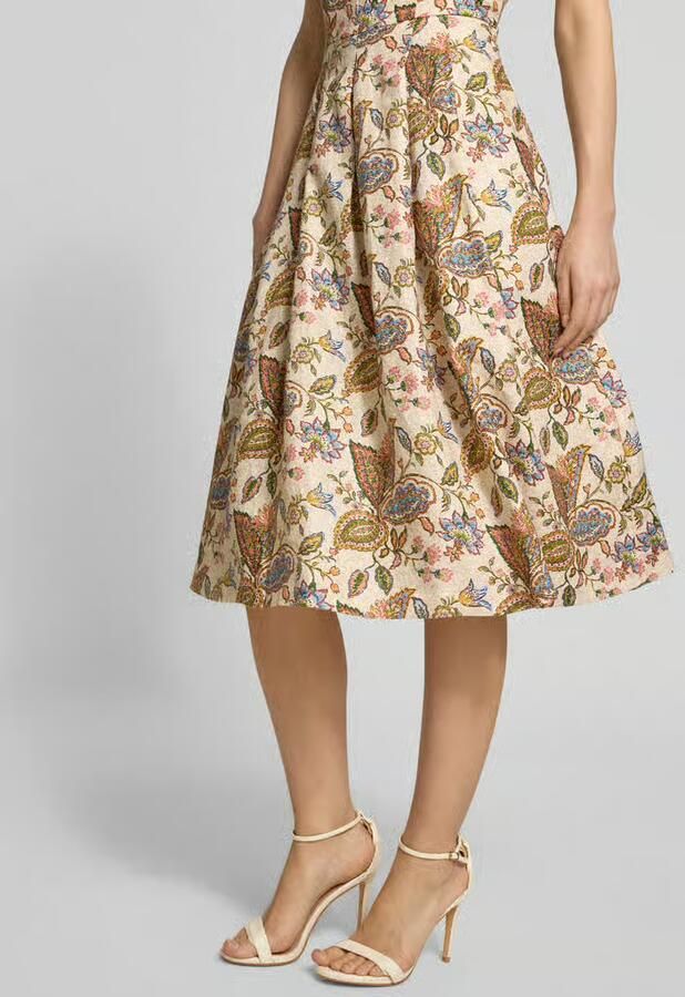 White Label Midi-jurk van linnen in allover-look