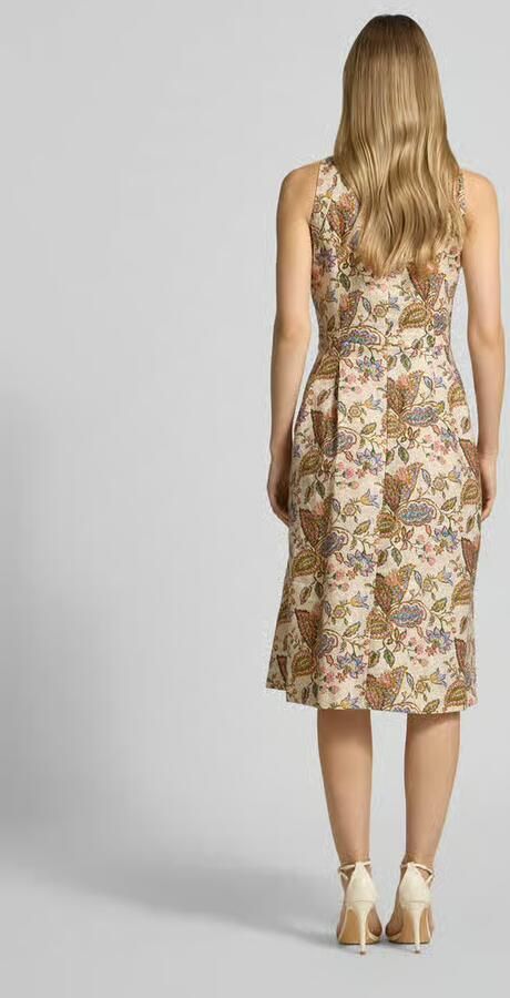 White Label Midi-jurk van linnen in allover-look