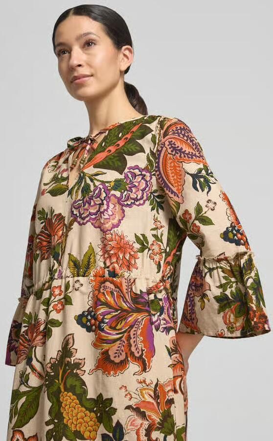 White Label Midijurk van linnen-katoenmengsel in allover-look