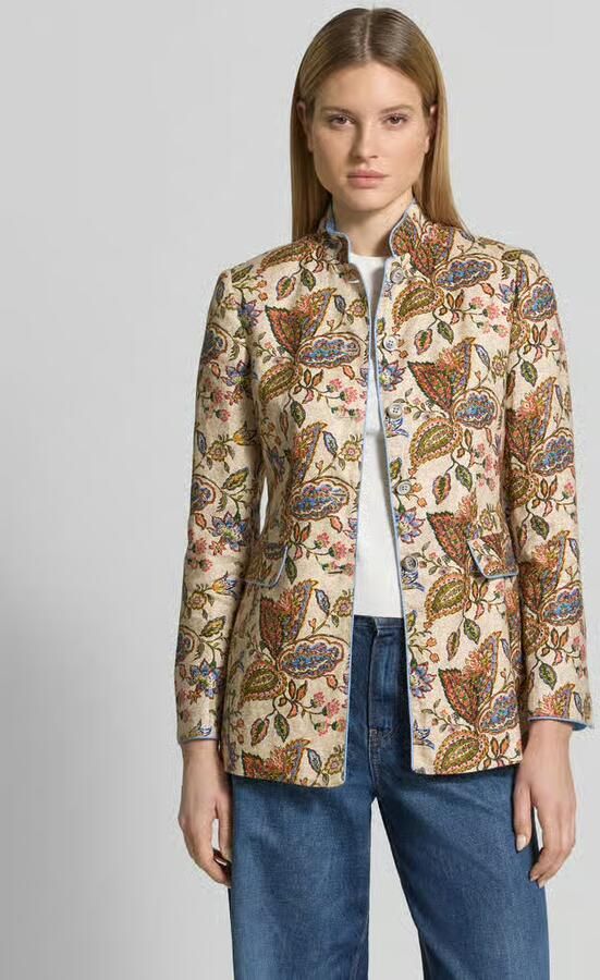 White Label slim fit blazer van linnen met opstaande kraag - Foto 2