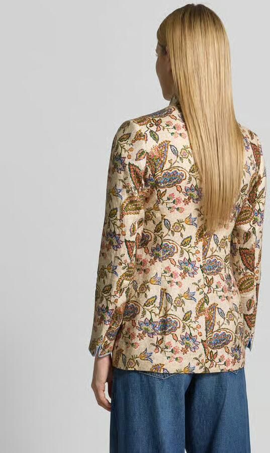 White Label slim fit blazer van linnen met opstaande kraag - Foto 3