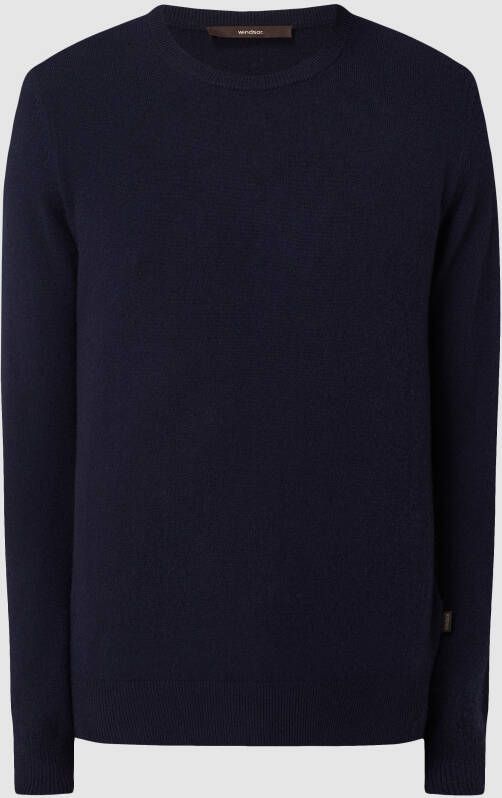 Windsor Kasjmier Pullover met Ronde Hals Blue Heren