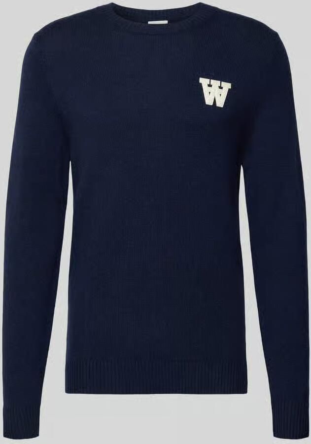 Wood Gebreide pullover met stitching en ronde hals model 'Tay'