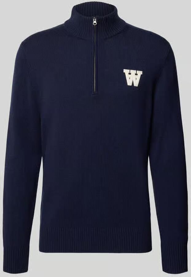 Wood Gebreide pullover van pure lamswol met logopatch model 'Tay'