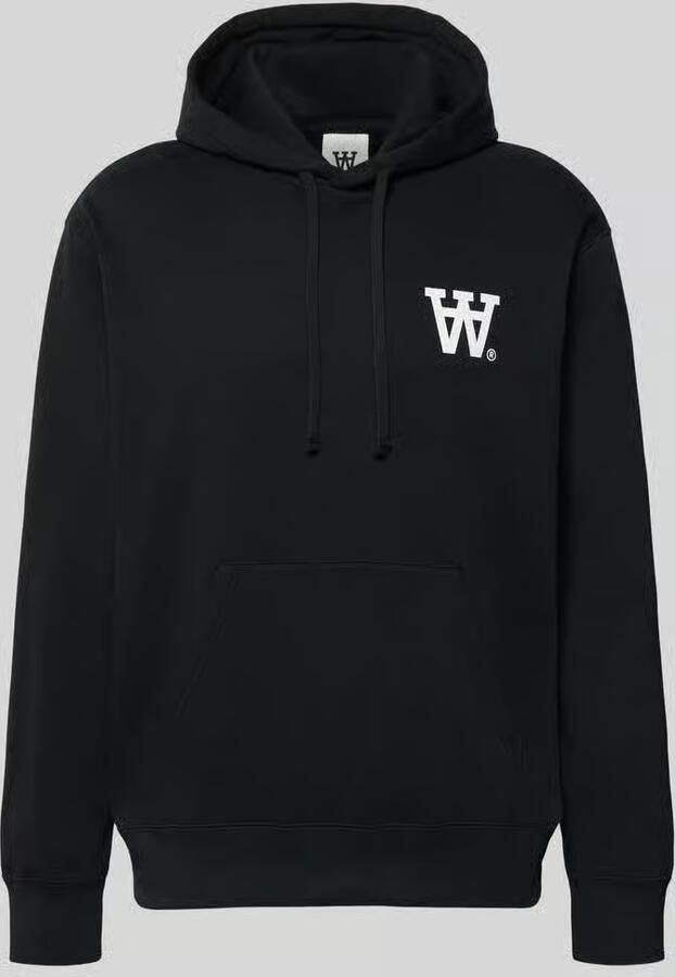 Wood Hoodie met logoprint en kangoeroezak