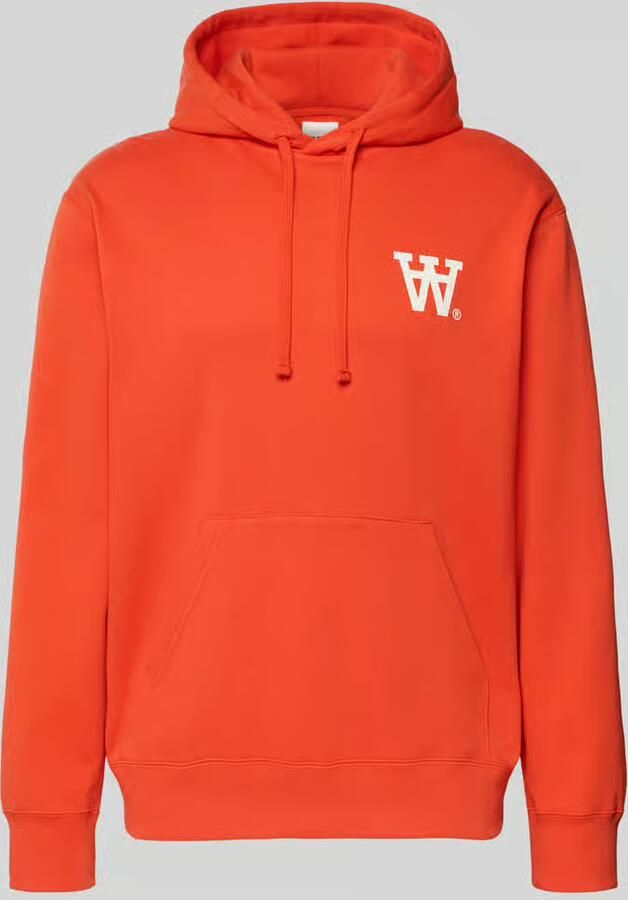 Wood Hoodie met logoprint en kangoeroezak
