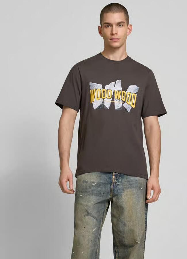 Wood Regular fit T-shirt met labelprint - Foto 2