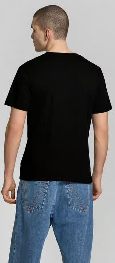 Wood T-shirt met labelstitching en ronde hals