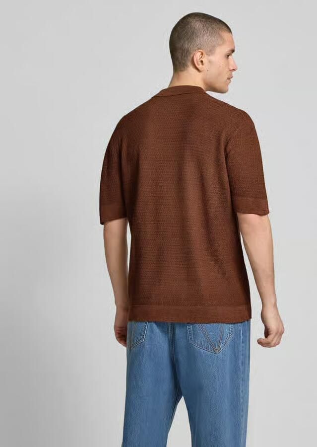 Wood Relaxed fit poloshirt in gebreide look