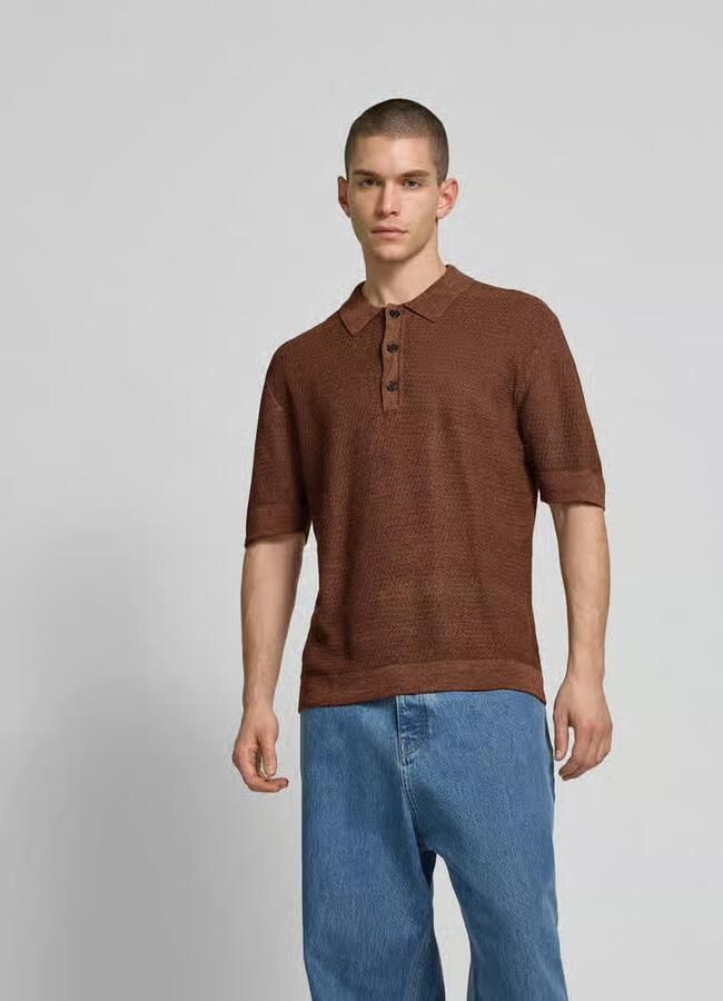 Wood Relaxed fit poloshirt in gebreide look - Foto 2