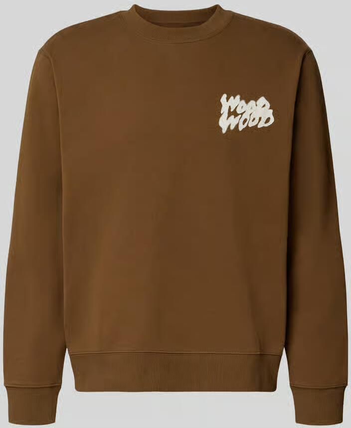 Wood Sweatshirt met labelprint model 'Colter'