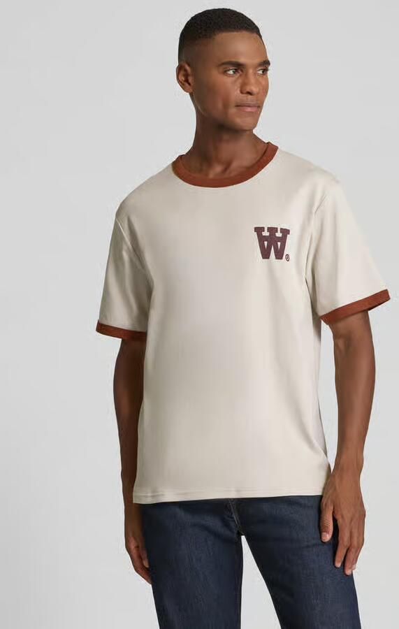 Wood T-shirt met geribde ronde hals model 'Parker' - Foto 2