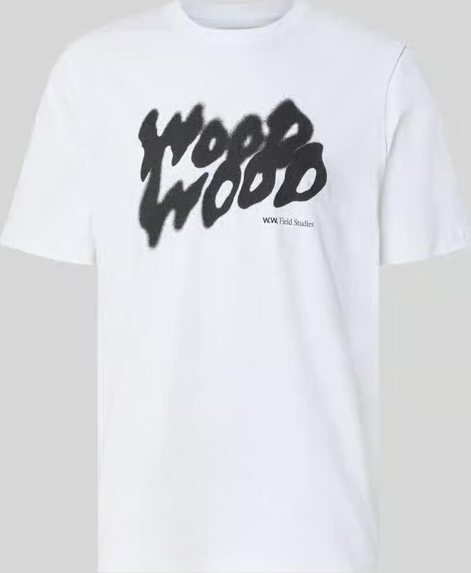 Wood T-shirt met labelprint model 'Bobby'