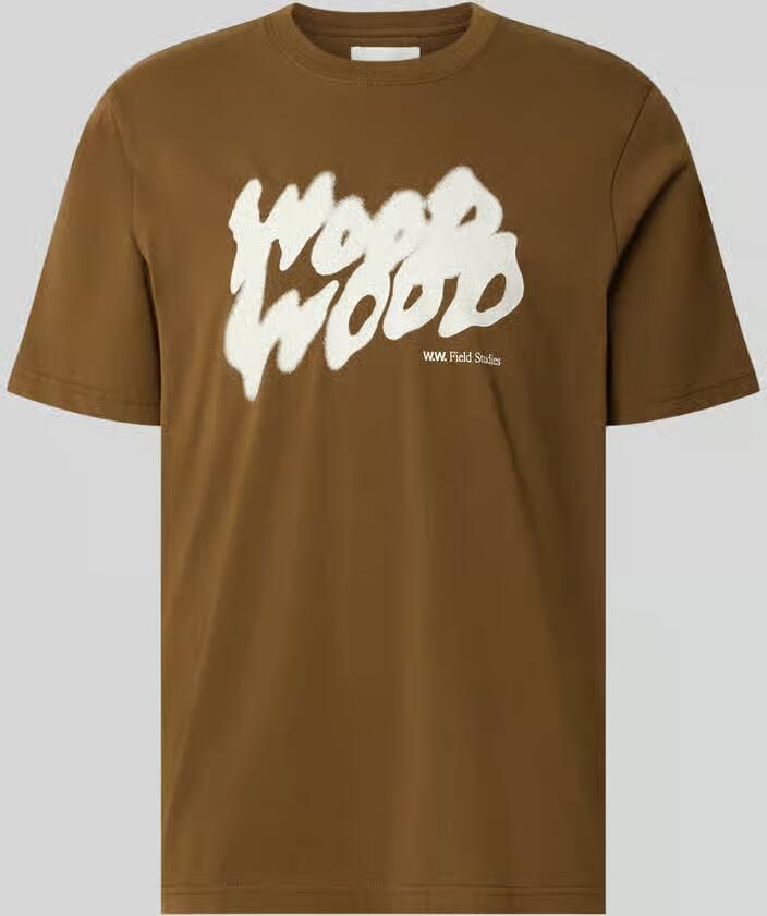 Wood T-shirt met labelprint model 'Bobby'