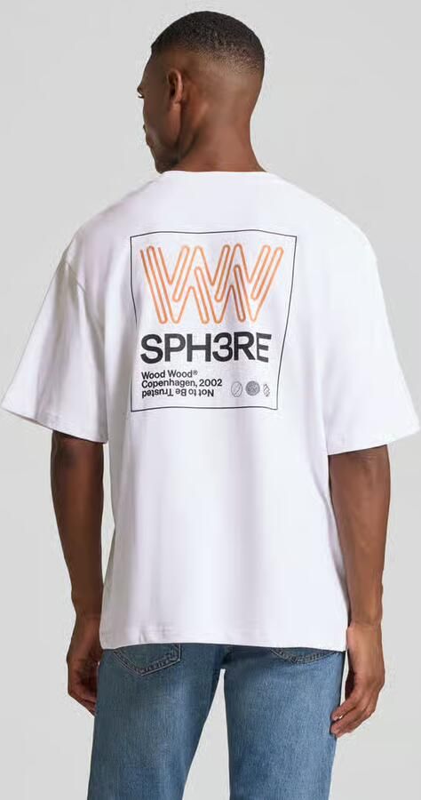 Wood T-shirt met labelprint model 'Gary'