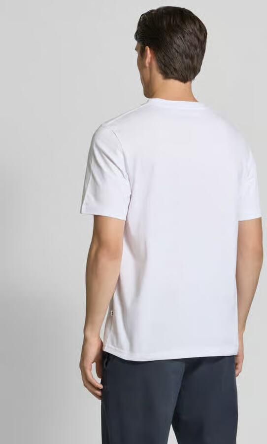 Wood T-shirt met motief- en labelprint model 'Bobby'