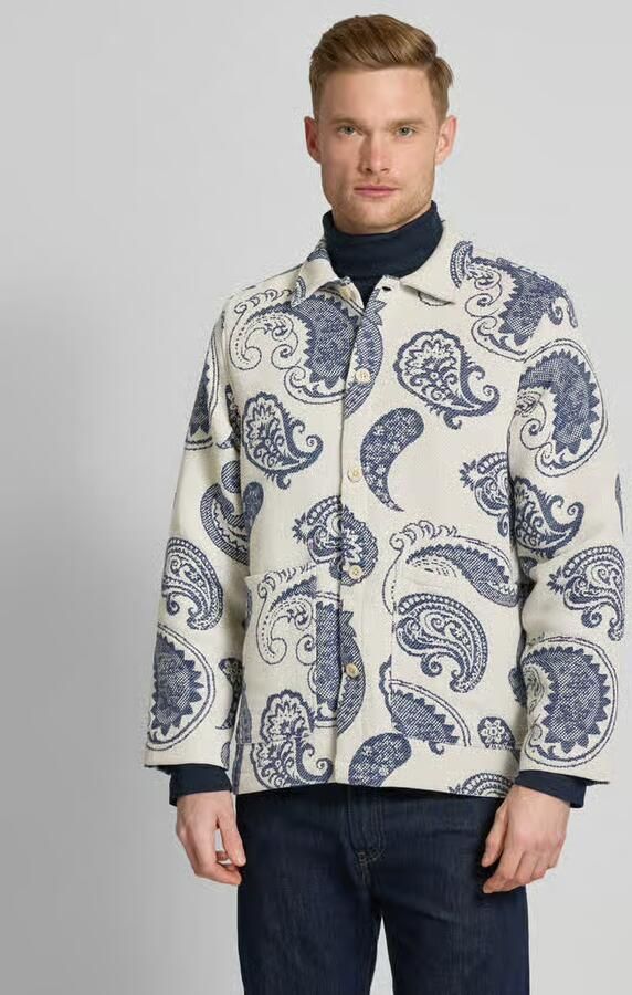 WOODBIRD Regular fit overhemdjack met haaikraag model 'JAQUARD' - Foto 4