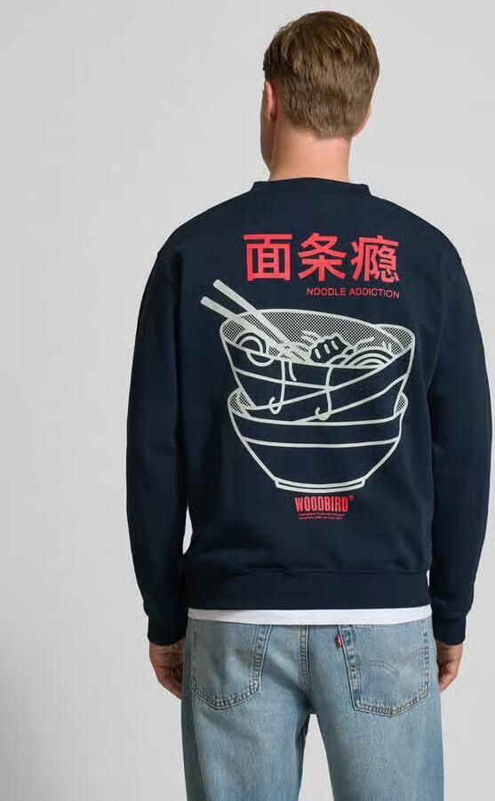 WOODBIRD Sweatshirt met labelprint model 'Cane'