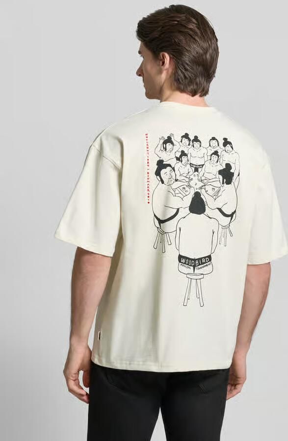 WOODBIRD T-shirt met labeldetail model 'Beam'