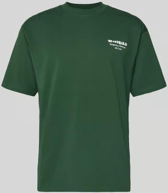 WOODBIRD T-shirt met labelprint model 'Baine'