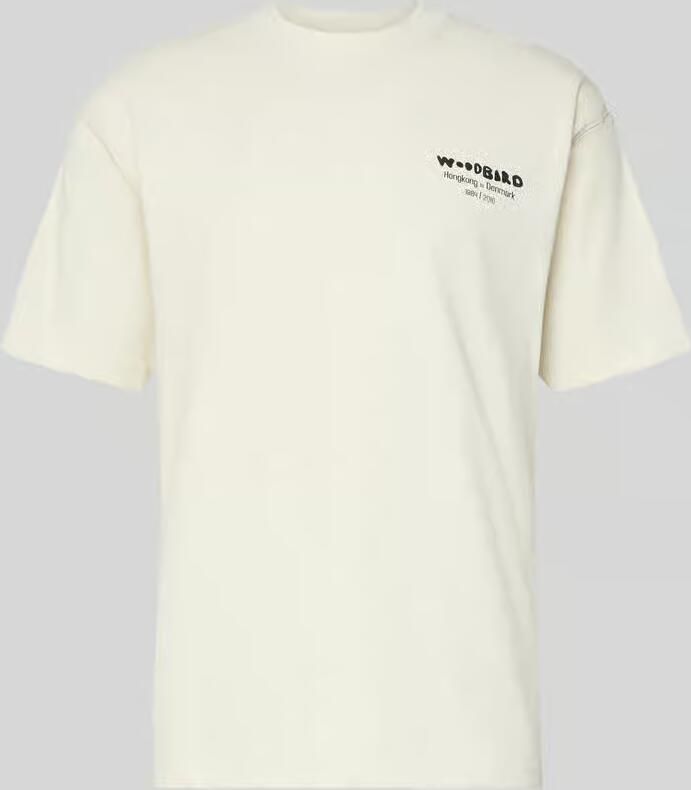 WOODBIRD T-shirt met labelprint model 'Baine'