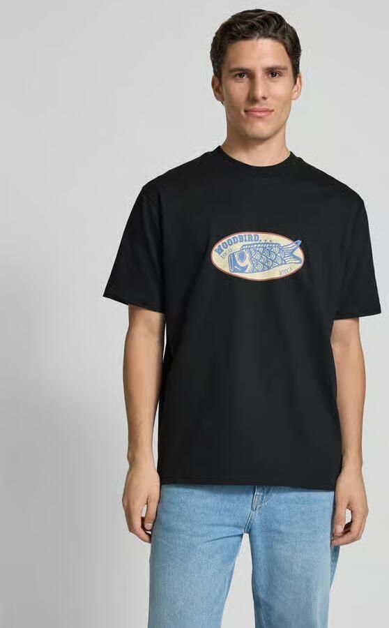 WOODBIRD T-shirt met labelprint model 'Baine' - Foto 2