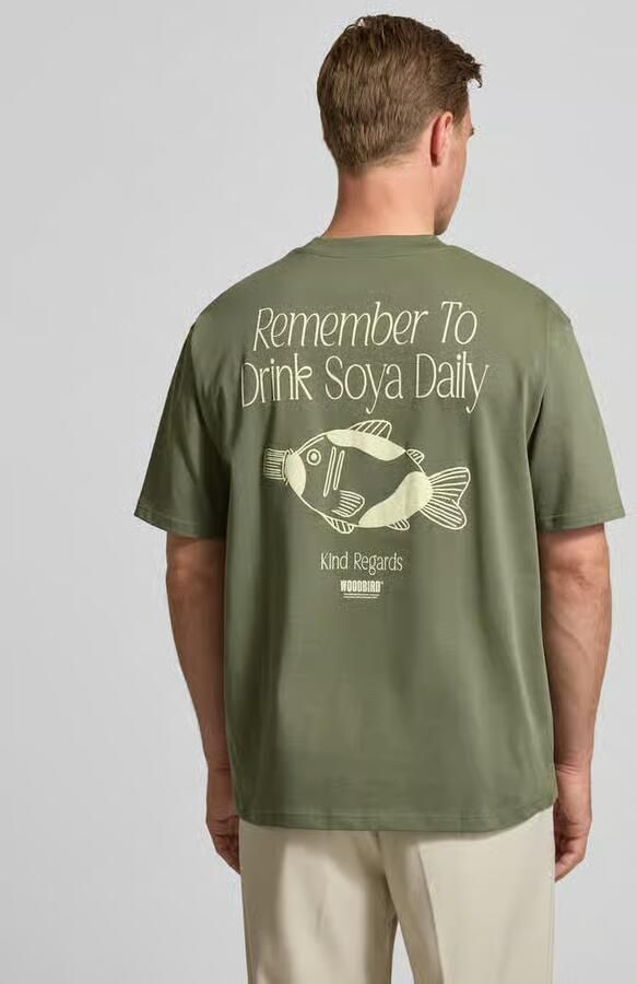 WOODBIRD T-shirt met labelprint model 'Baine'