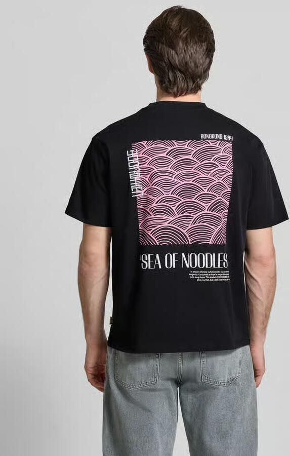 WOODBIRD T-shirt met labelprint Model 'Baine'
