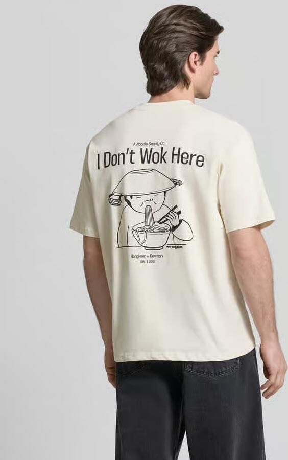 WOODBIRD T-shirt met labelprint Model 'Baine'