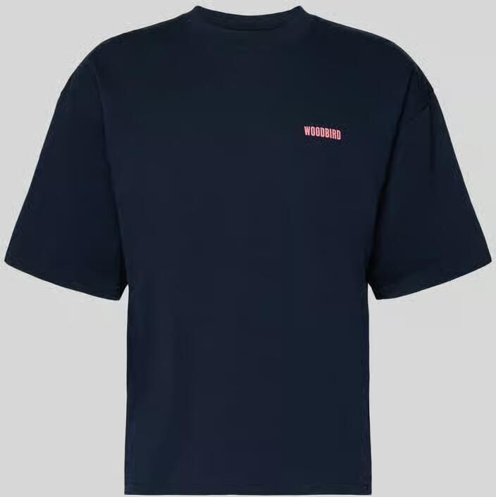 WOODBIRD T-shirt met labelprint model 'Beam'